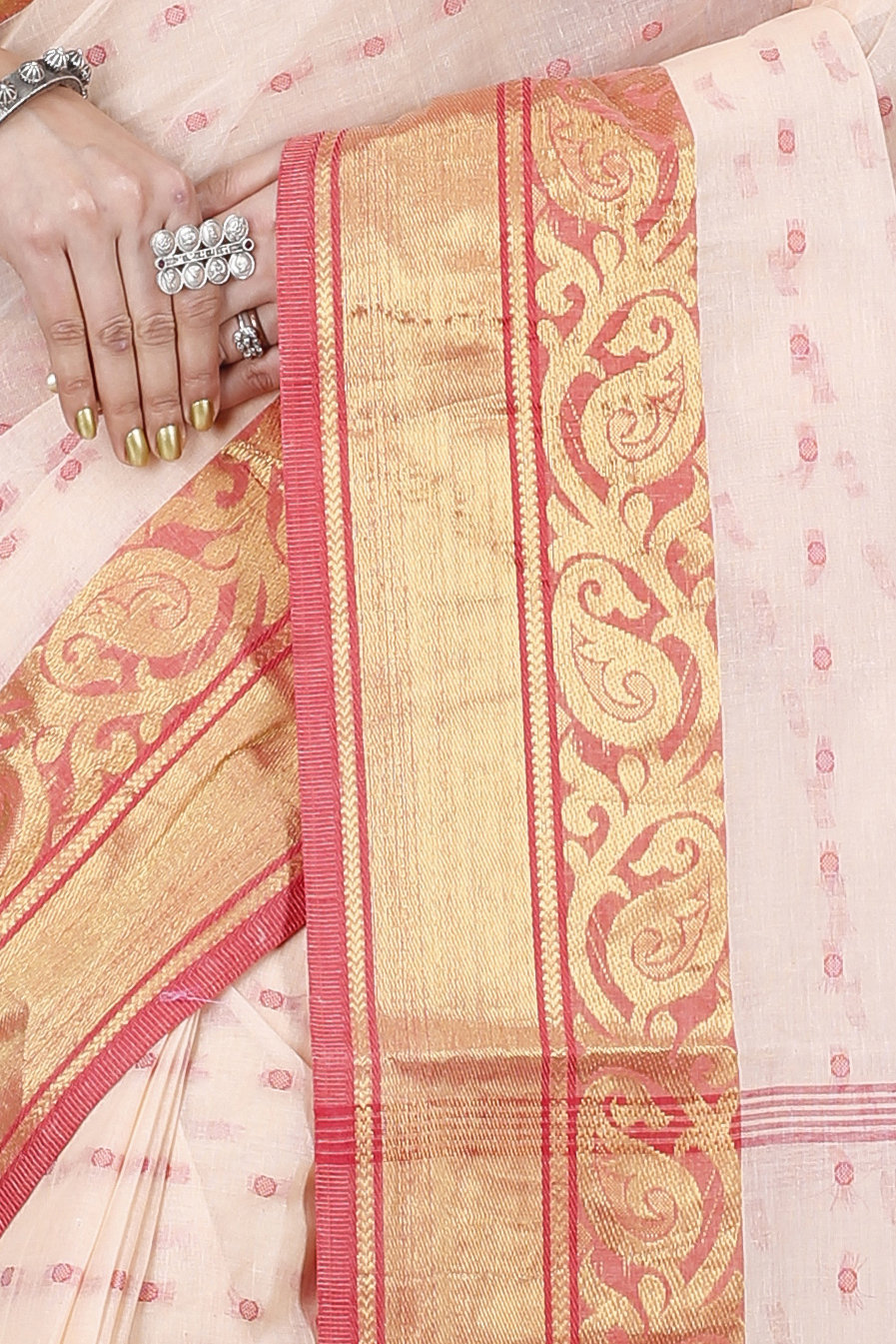 Cream Pure Cotton Sachi Tant Saree (1020)